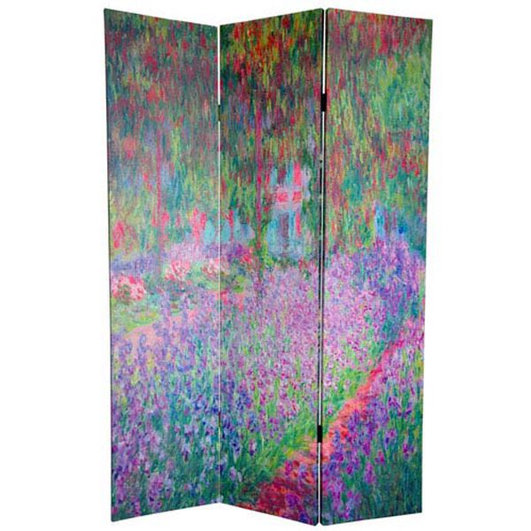 Bridge at Searose and Irises in Monets Garden Art Print Room Divider Screen, Width - 48 Inches, image 3