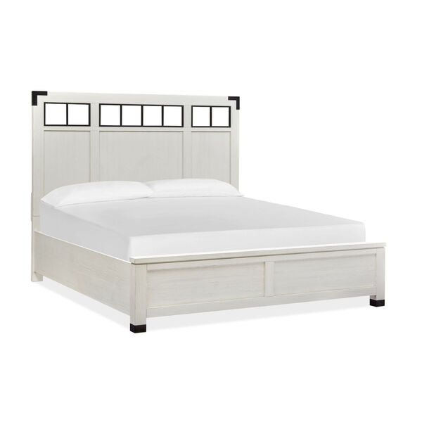 Harper Springs White Queen Bed with Metal Wood Headboard, image 1