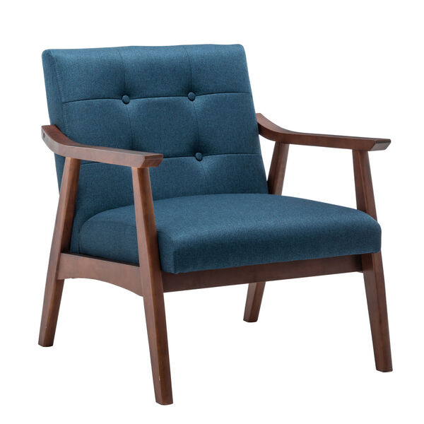 Take a Seat Natalie Dark Blue Fabric and Espresso Accent Chair, image 1