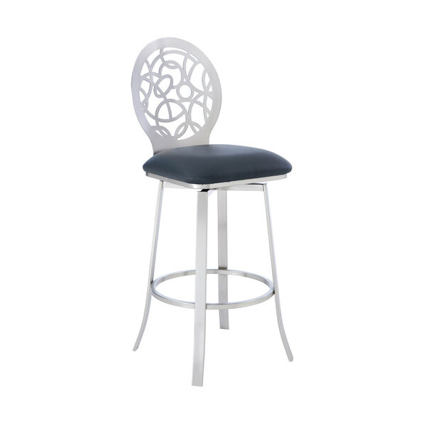 Lotus Gray and Stainless Steel 30-Inch Bar Stool, image 1