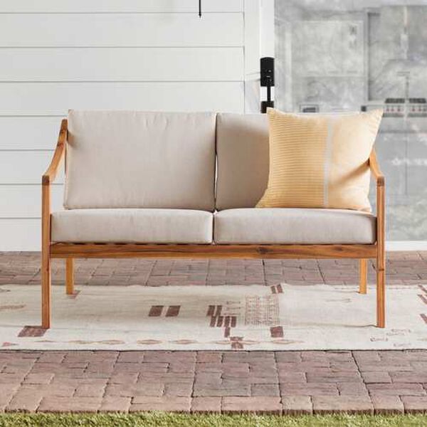 Cologne Natural Outdoor Curved Arm Loveseat, image 2
