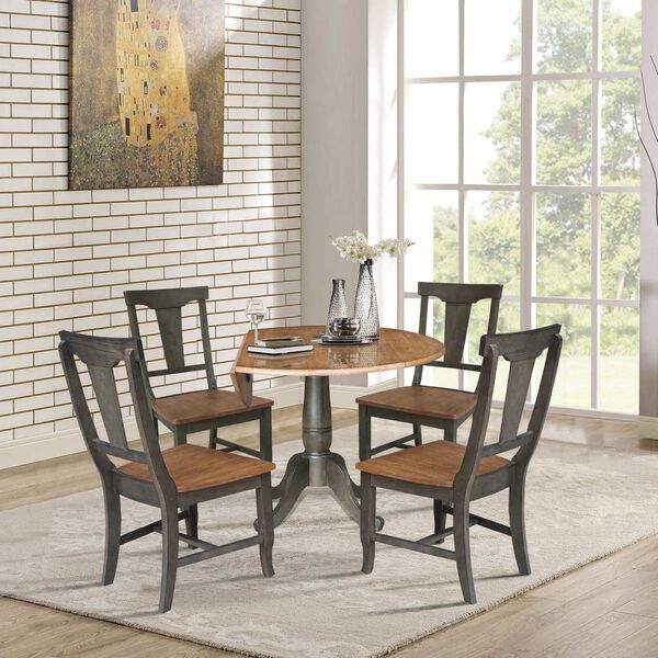 Hickory Washed Coal Dual Drop Dining Table with 4 Panel Back Chairs, image 5