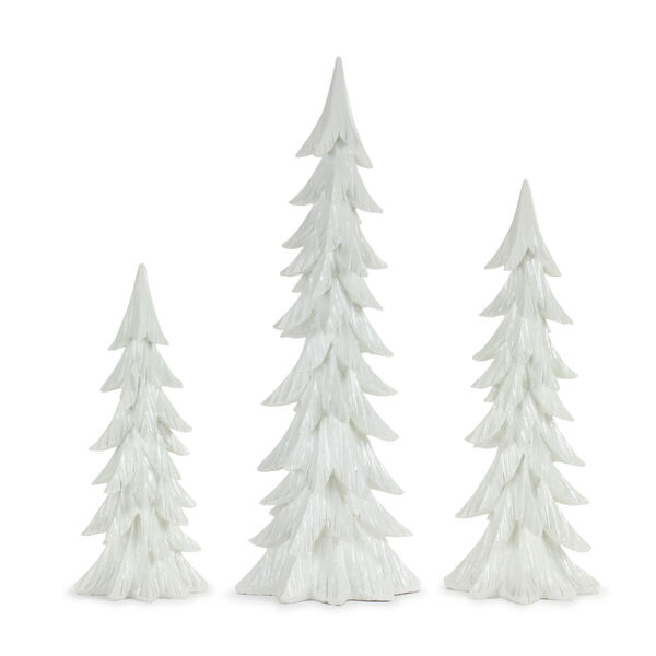 White Holiday Tree Holiday Tabletop Decor, Set of Three, image 1