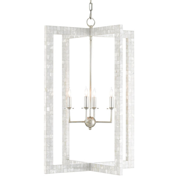 Arietta Pearl and Silver Four-Light Chandelier, image 1