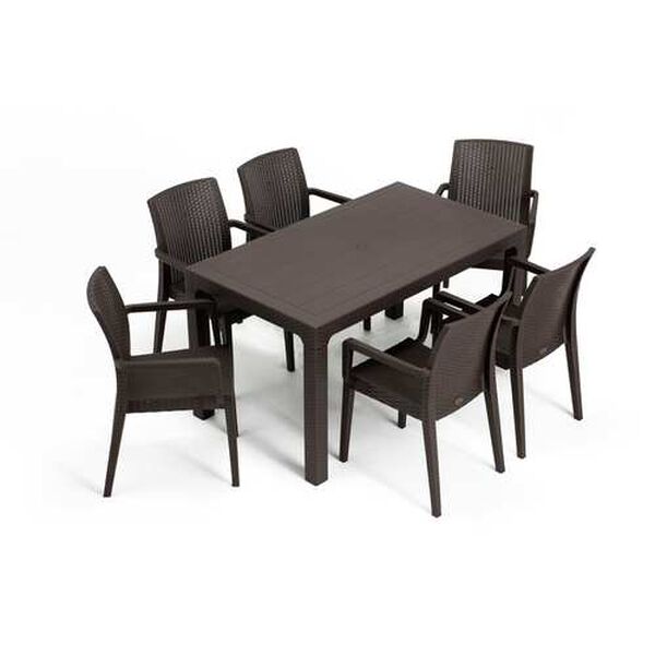 Siena Brown Seven-Piece Outdoor Dining Set, image 3