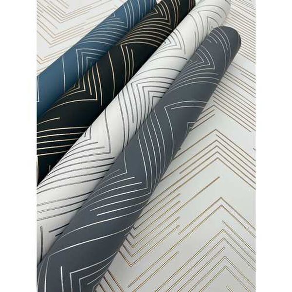 Polished Chevron Blue and Silver Wallpaper, image 5