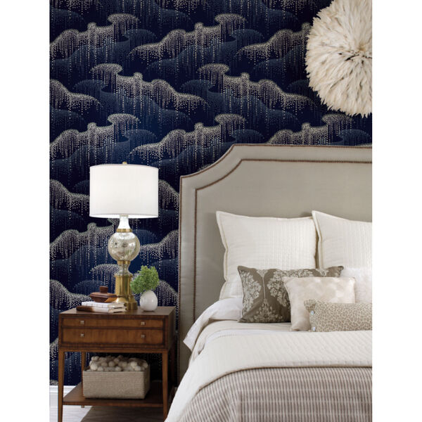 Candice Olson Modern Nature 2nd Edition Navy Moonlight Pearls Wallpaper, image 1
