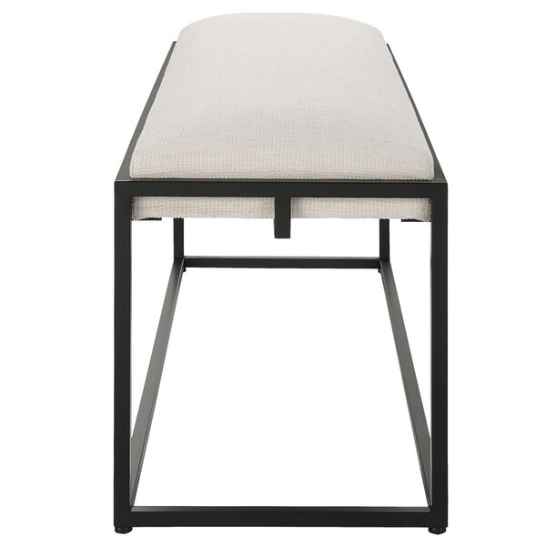 Paradox Matte Black and White Iron and Fabric Bench, image 2