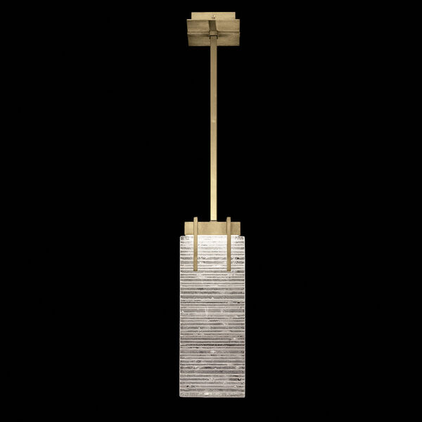 Terra Gold 21-Inch Two-Light Rectangular LED Mini Pendant with Rake Cast Glass, image 1
