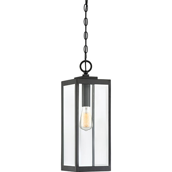 Pax Black One-Light Outdoor Pendant with Beveled Glass, image 1