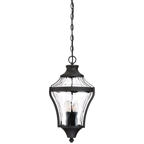 Libre Black Four-Light Outdoor Pendant with Water Glass, image 1