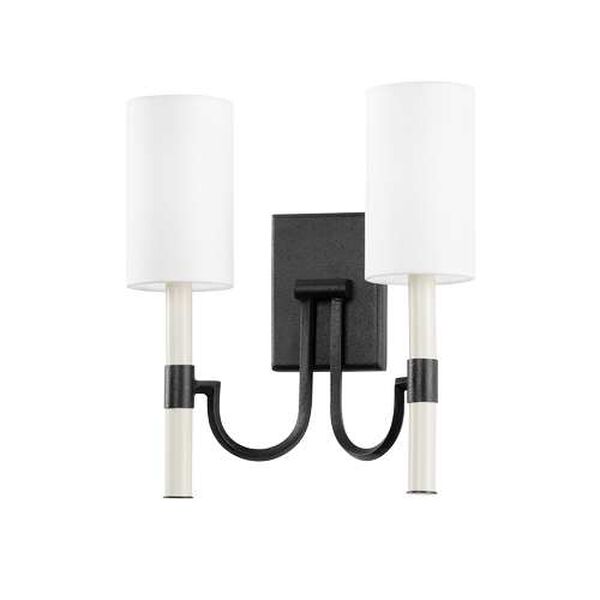 Gustine White Black Two-Light Wall Sconce, image 1
