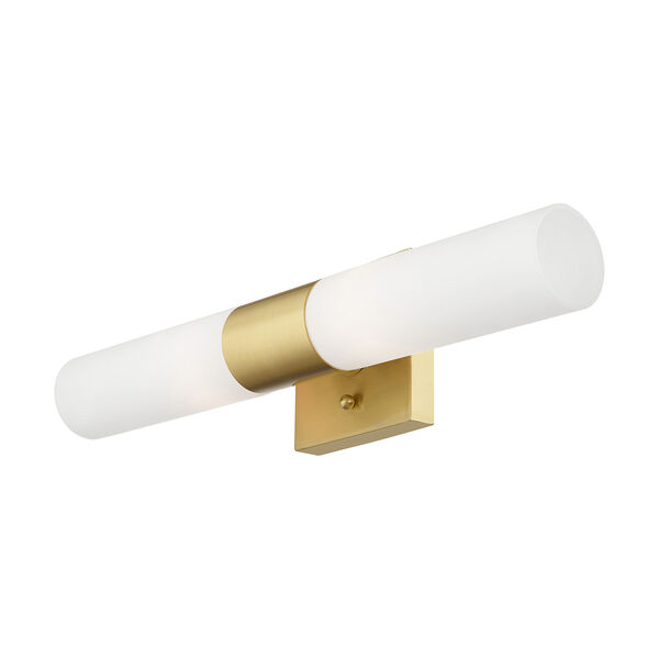 Aero Satin Brass 18-Inch Two-Light ADA Bath Vanity with Hand Blown Satin Opal White Twist Lock Glass, image 6