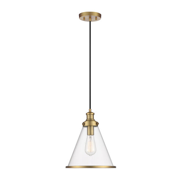 Lowry Natural Brass One-Light Pendant with Clear Glass, image 1