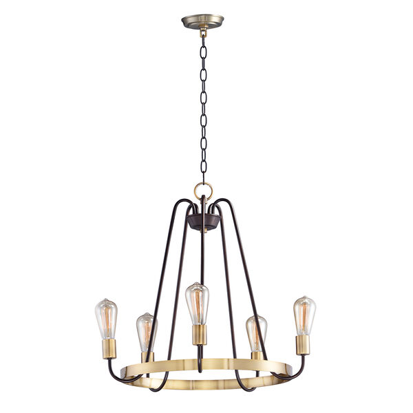 Haven Oil Rubbed Bronze and Antique Brass 23-Inch Five-Light Chandelier, image 1