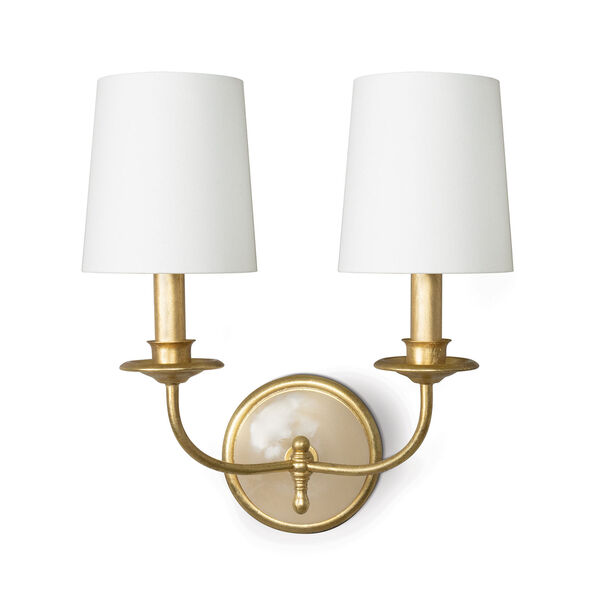 Fisher Gold and White Two-Light Wall Sconce, image 1