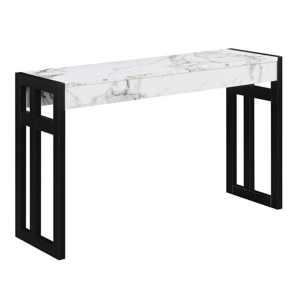 Monterey White Faux Marble and Black Console Table, image 1