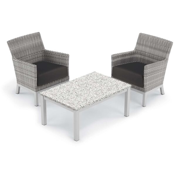Argento and Travira Ash Jet Black Three-Piece Outdoor Club Chair and Coffee Table Set, image 1