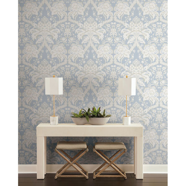 Damask Resource Library Blue 27 In. x 27 Ft. French Artichoke Wallpaper, image 1