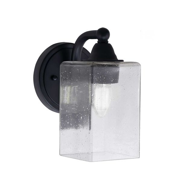 Paramount Matte Black One-Light Wall Sconce with Four-Inch Clear Bubble Square Glass, image 1