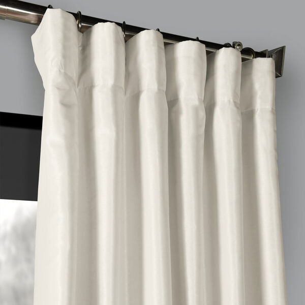 Off White Blackout Vintage Textured Faux Dupioni Silk Single Curtain Panel 50 x 108, image 2