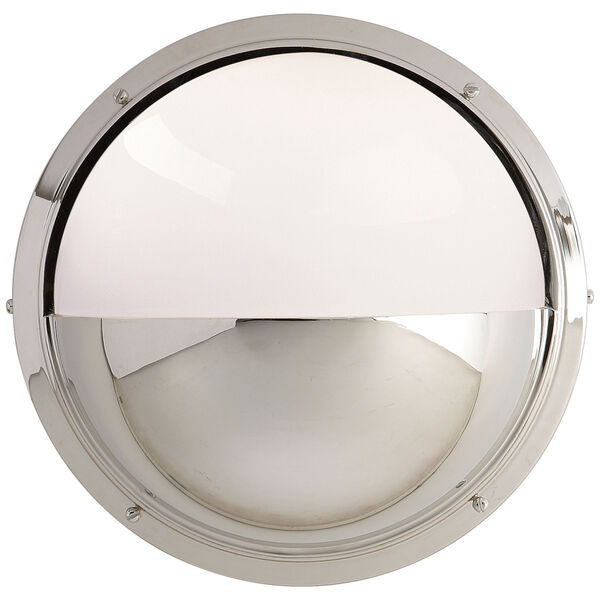 Pelham Medium Moon Light in Polished Nickel with White Glass by Thomas O'Brien, image 1