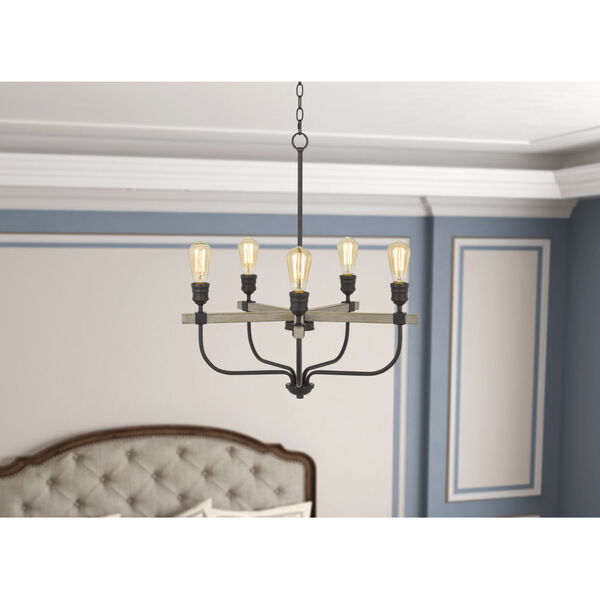 Sion Gray and Black Five-Light Chandelier, image 2