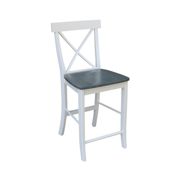 White and Heather Gray X-Back Counterheight Stool, image 6
