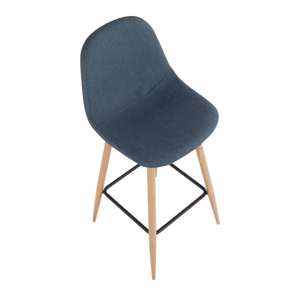 Pebble Natural and Blue Upholstered Bar Stool, Set of 2, image 6