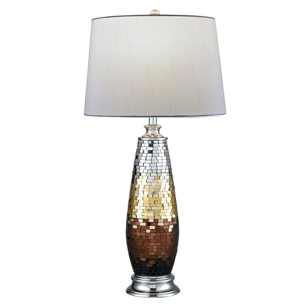 Springdale Coppula Polished Chrome and Bronze One-Light Mosaic Art Glass Table Lamp, image 1