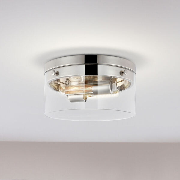 Intersection Polished Nickel Two-Light Flush Mount, image 5