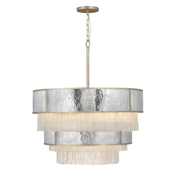 Reverie Champagne Gold 12-Light Chandelier with Hammered Stainless Steel Shade, image 2