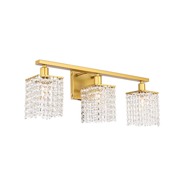 Phineas Brass Three-Light Bath Vanity with Clear Crystals, image 6