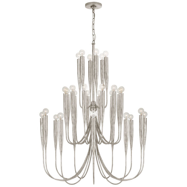 Acadia Large Chandelier in Burnished Silver Leaf by Julie Neill, image 1