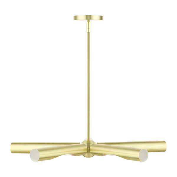 Livex Lighting 45915-12 Acra Satin Brass Finish with Hand Welded Satin Brass Shade 5 Light Chandelier in Acra Style 28 Inches Wide by 12 Inches high 