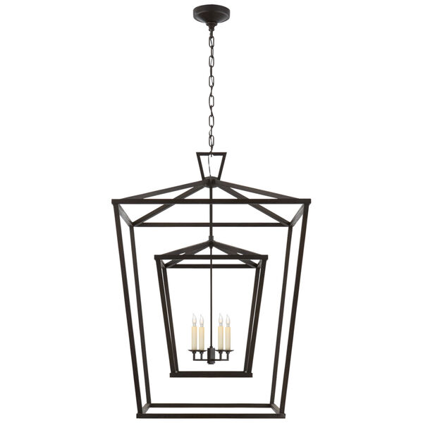 Darlana Extra Large Double Cage Lantern in Aged Iron by Chapman and Myers, image 1