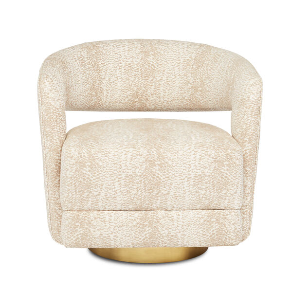 Maren Ivory and Brass Wild Natural Swivel Chair, image 2