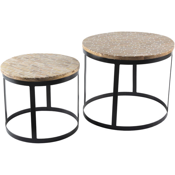 Abrazo Natural and Black Accent Table, 3 Pieces, image 1