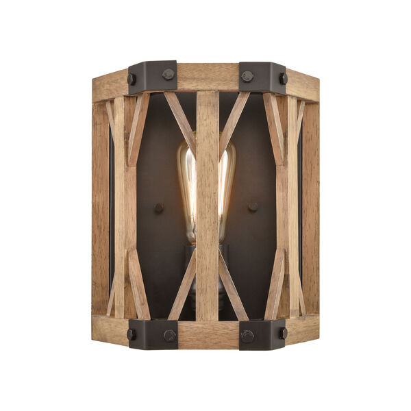 Structure Oil Rubbed Bronze and Natural Wood One-Light Wall Sconce, image 1