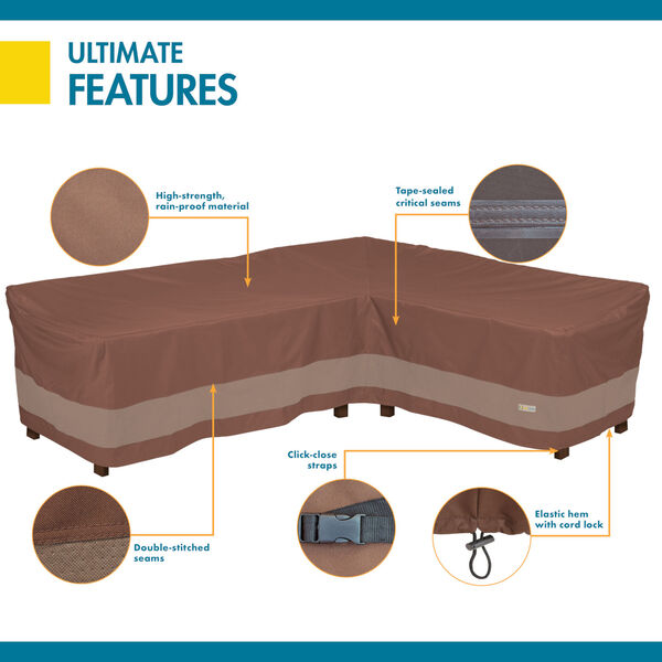 Ultimate Mocha Cappuccino 104-Inch Patio Right-Facing Sectional Lounge Set Cover, image 3