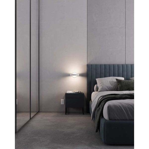 Light Guide Ring Satin White LED Wall Sconce with Satin White Interior Shade, image 2