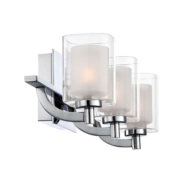 Kolt Polished Chrome Three-Light LED Vanity with Outer Clear Glass, image 6