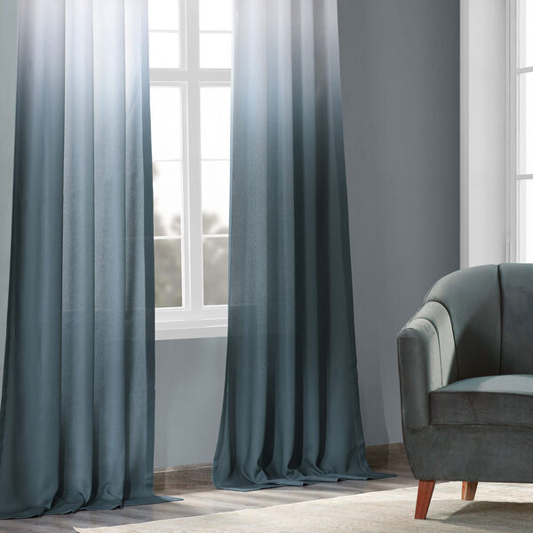 Ombre Faux Linen Semi Sheer Curtain Single Panel, image 3