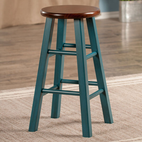 Ivy Rustic Teal and Walnut Counter Stool, image 5