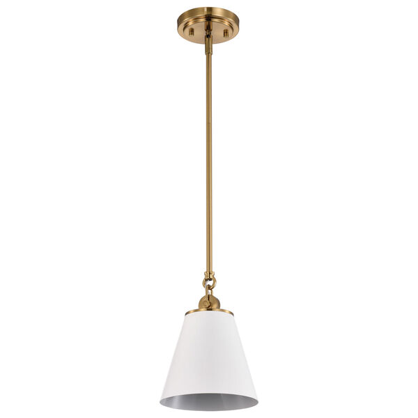 Dover White and Vintage Brass One-Light Mini Pendant, image 1