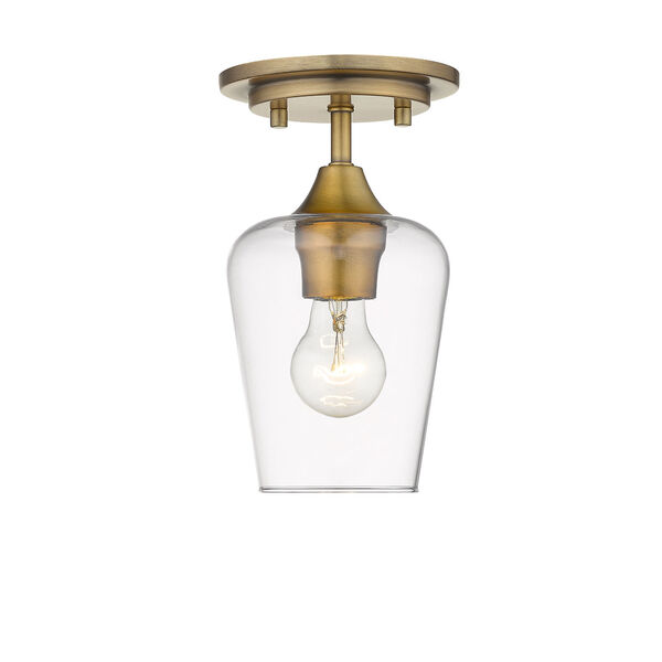 Joliet Olde Brass One-Light Flush Mount with Transparent Glass, image 1