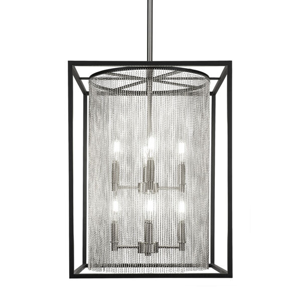 Cadina Matte Black and Brushed Nickel 17-Inch Eight-Light Chandelier, image 1