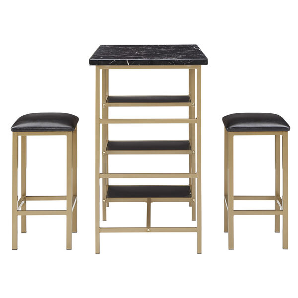Rosa Gold Three-Piece Counter Height Table Set with Marble Top, image 5