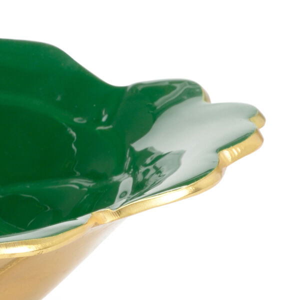 Emerald Green with Metallic Gold Enameled Decorative Bowl, image 2