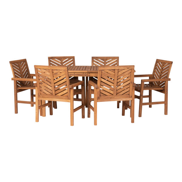 Brown 32-Inch Seven-Piece Chevron Outdoor Dining Set, image 3
